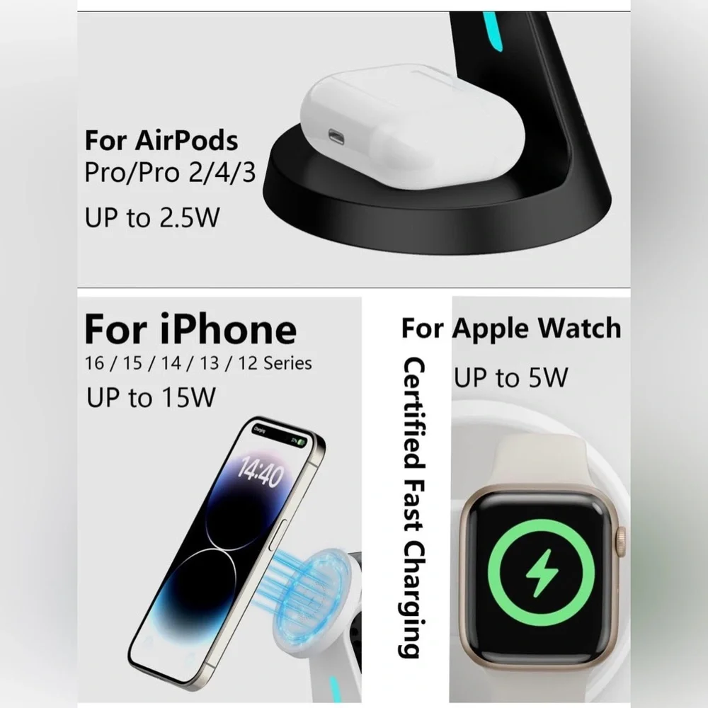 3-in-1 Fast Charge Magnetic Wireless Charger